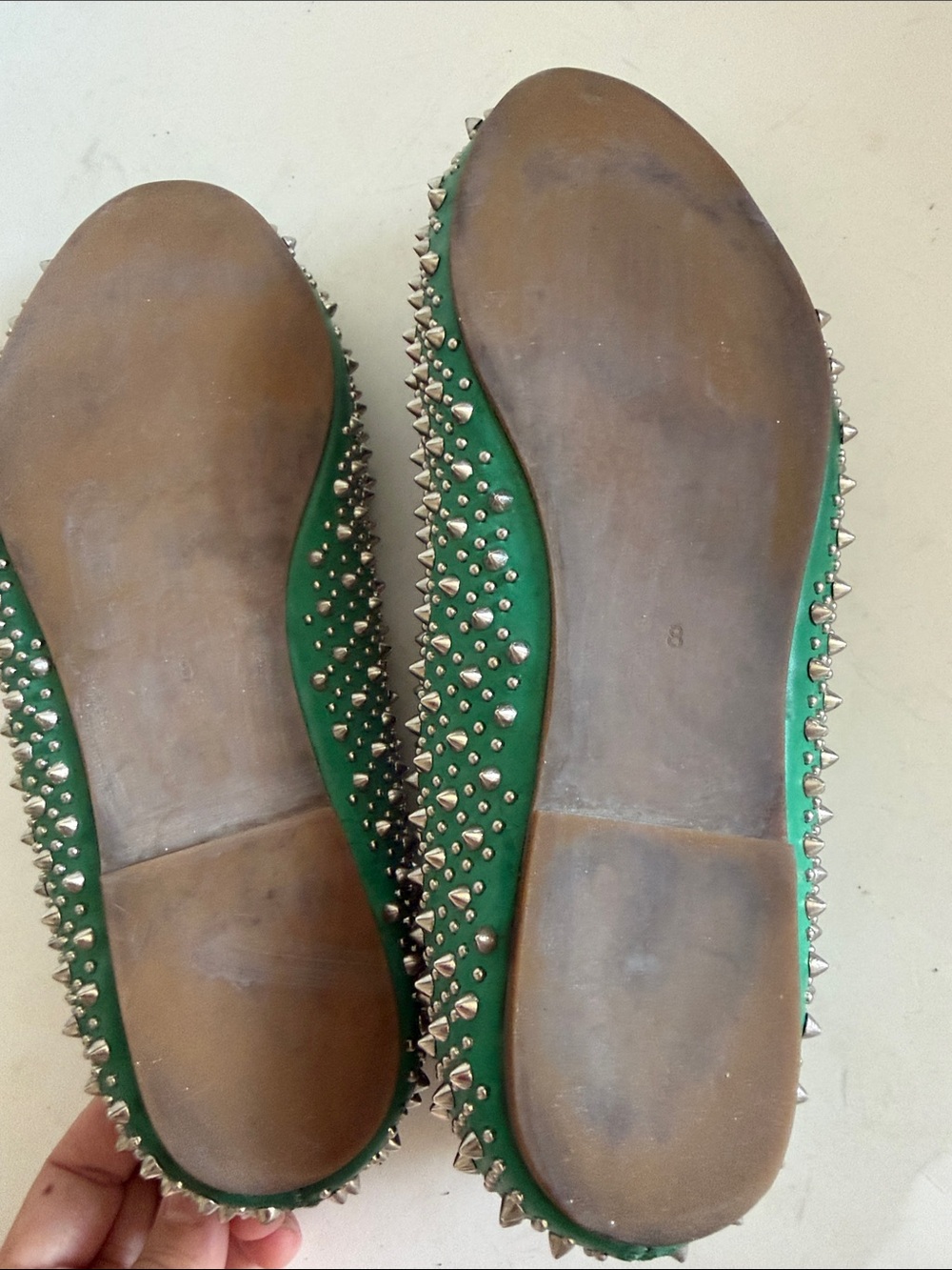 Jeffrey Campbell Green Studded Pointed Toe Flats - Picture 8 of 10